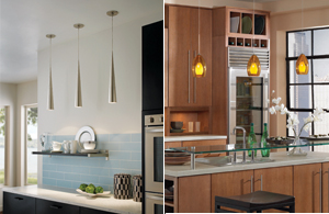Dominion Lighting’s pendant task lights lend focus to a counter. (Courtesy of Dominion Lighting)