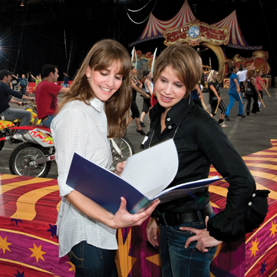 Nicole (right) working with her sister Alana on the newest edition of the circus.