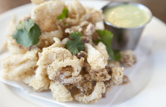 A light touch of breading on calamari 