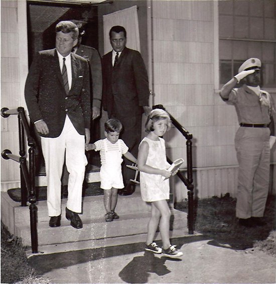 President John F. Kennedy and children Caroline and John Jr.