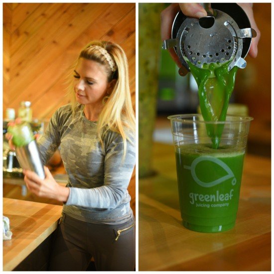 Annette Antonelli shaking and pouring Greenleaf Juice / Photo Courtesy of Greenleaf Juicing Company