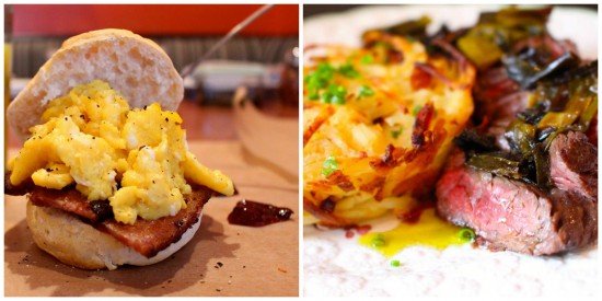 Bacon and Egg Biscuit, Steak and Kugeli / Photo Courtesy of Stomping Ground