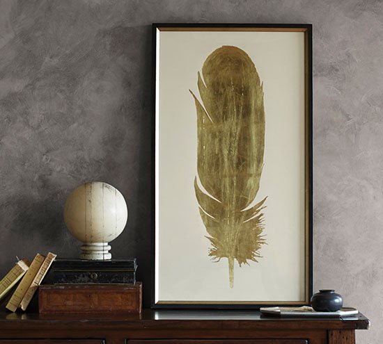 Gold Leaf Feather Wall Art 
