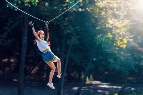 girl zip lining