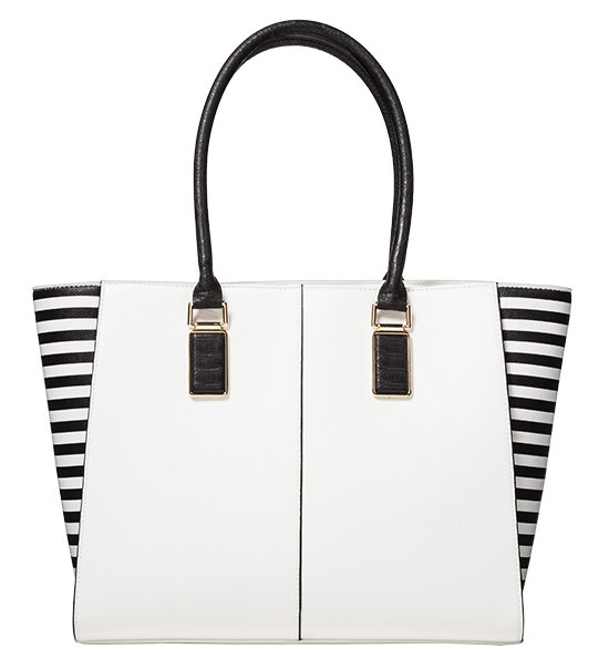 Side Striped Tote in White, Target