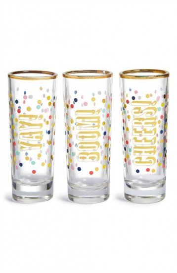 SLANT COLLECTIONS 'Yay, Boom, Cheers' Shot Glasses, $11. Photo courtesy of Nordstrom.