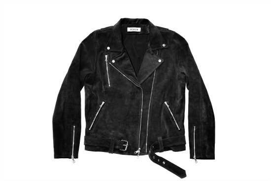 Black suede brando jacket, $1, 398; photo courtesy of Moki Media