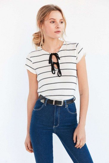 Kimchi Blue Sally Ribbed Knit Lace-Up Tee, $34; urbanoutfitters.com