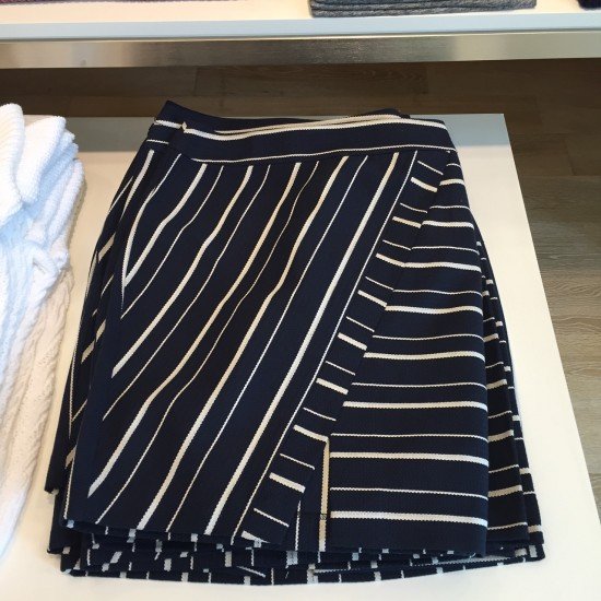 Striped Wrap Pencil Skirt, $69.50; photo courtesy of Angela Bobo