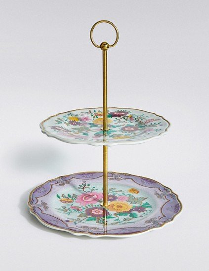 Spring Blooms Melamine two-tier cake stand