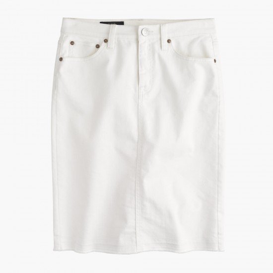 Frayed Denim Pencil Skirt in White, $88; jcrew.com