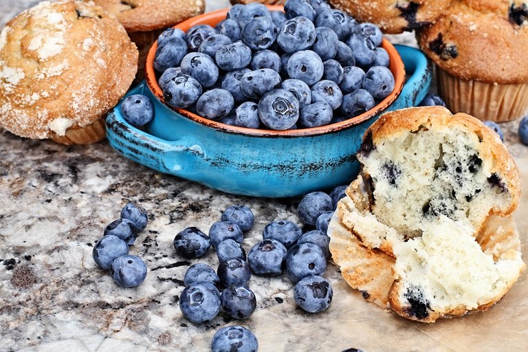 Blueberries and pastries