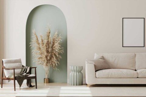 neutral home interior with couch and chair