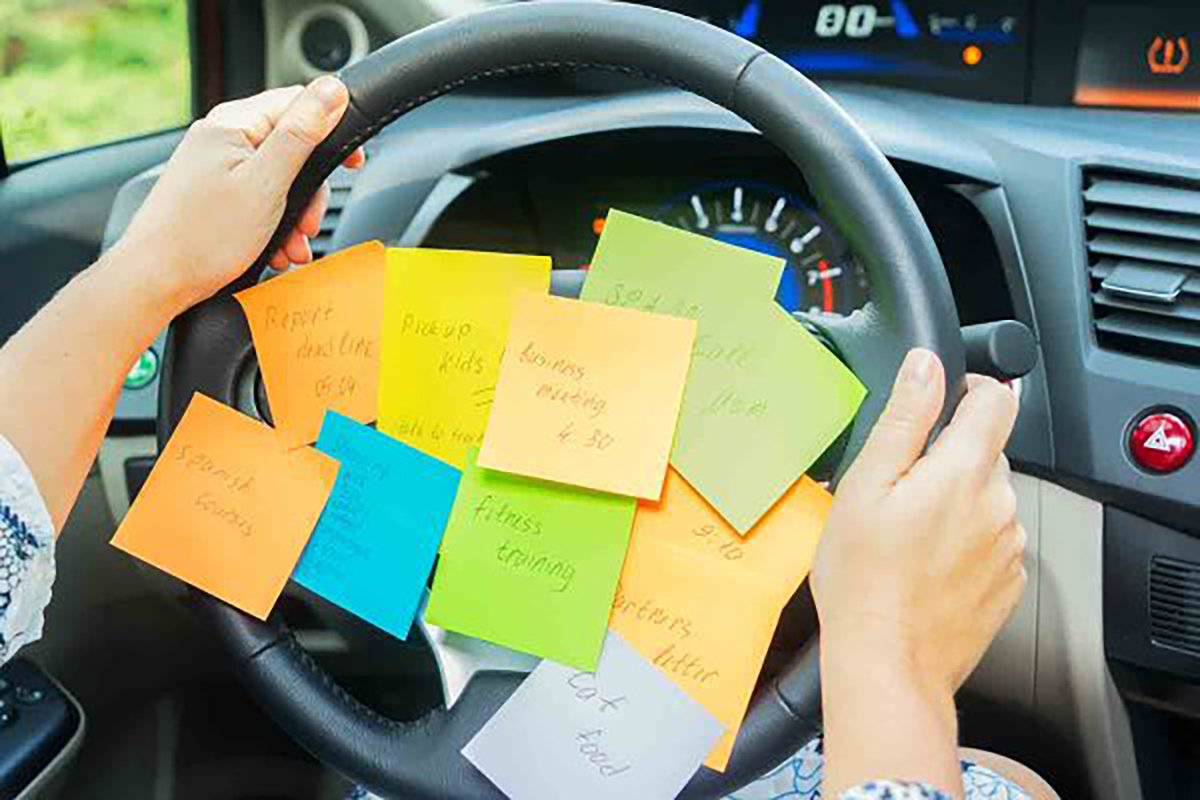 car wheel with sticky notes