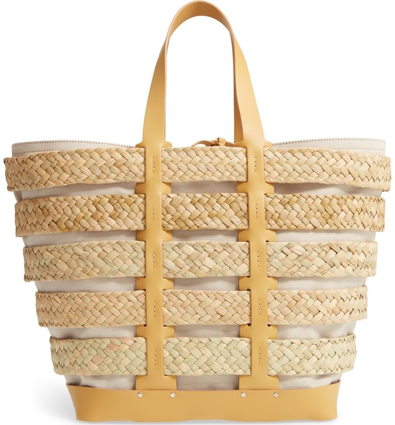 Paco Rabanne Cage Straw and Canvas Tote