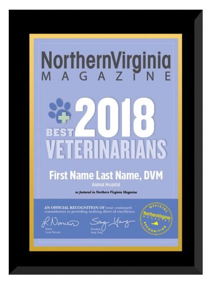Best Veterinarian 2018 Plaque