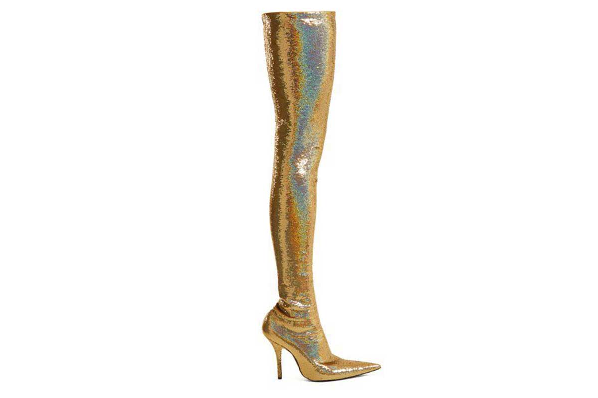 glitter balenciaga thigh high boots