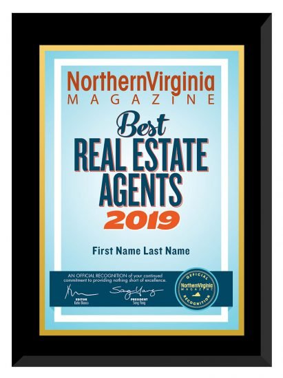 Best Real Estate Agents 2019 official plaque