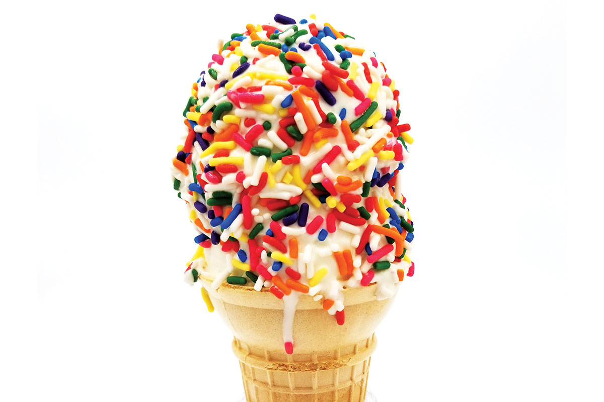 frozen custard on a cone with sprinkles