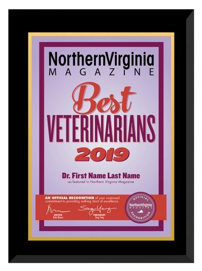 2019 Best Veterinarian Plaque