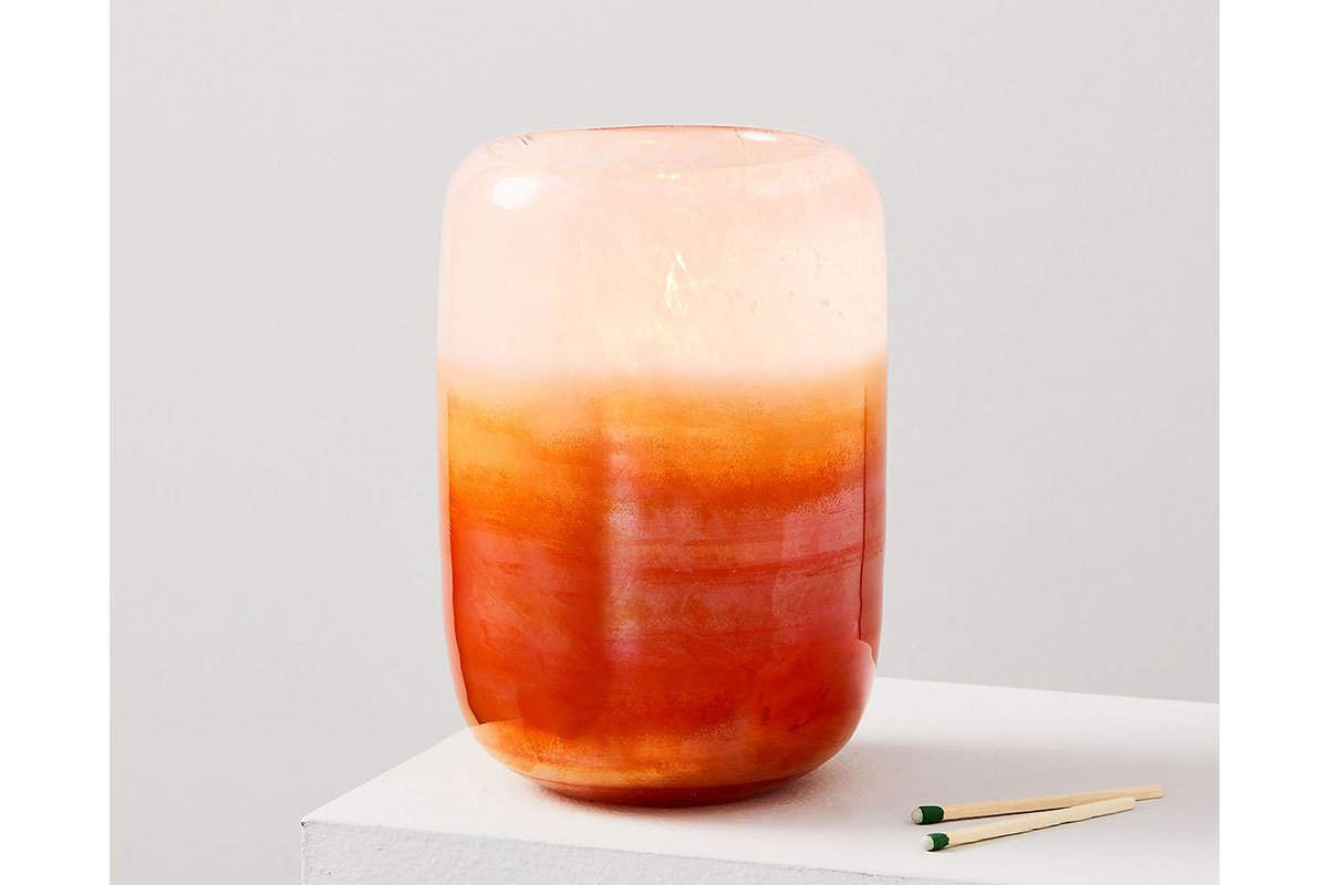 ombre white and orange candle