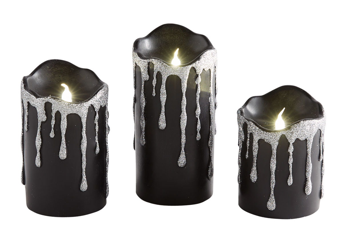 black fake candles with silver drip