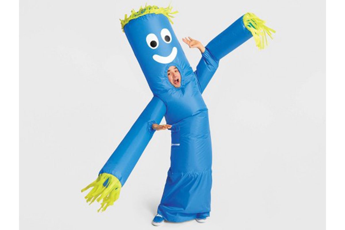 man in blue inflatable suit