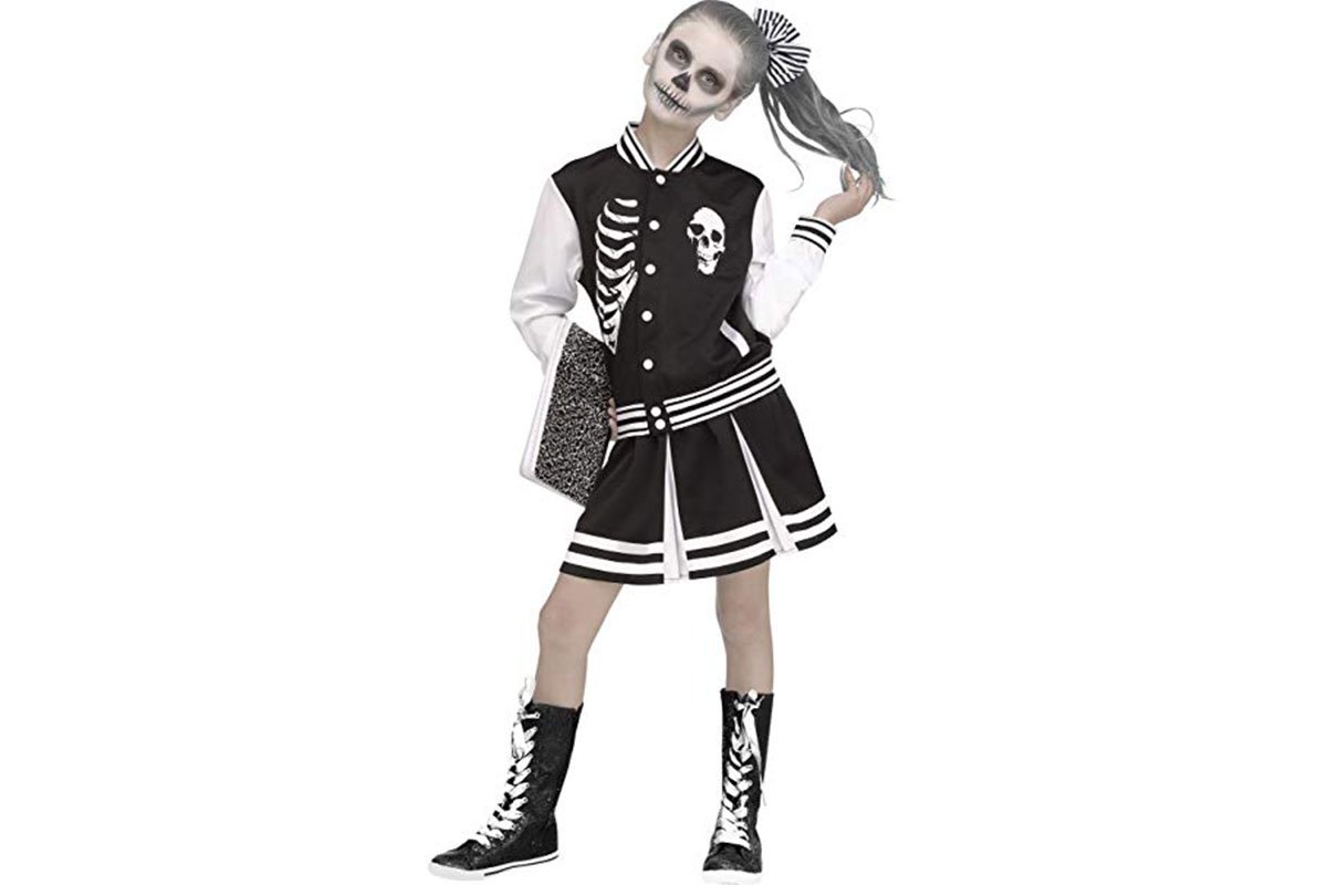 scary black and white cheerleader