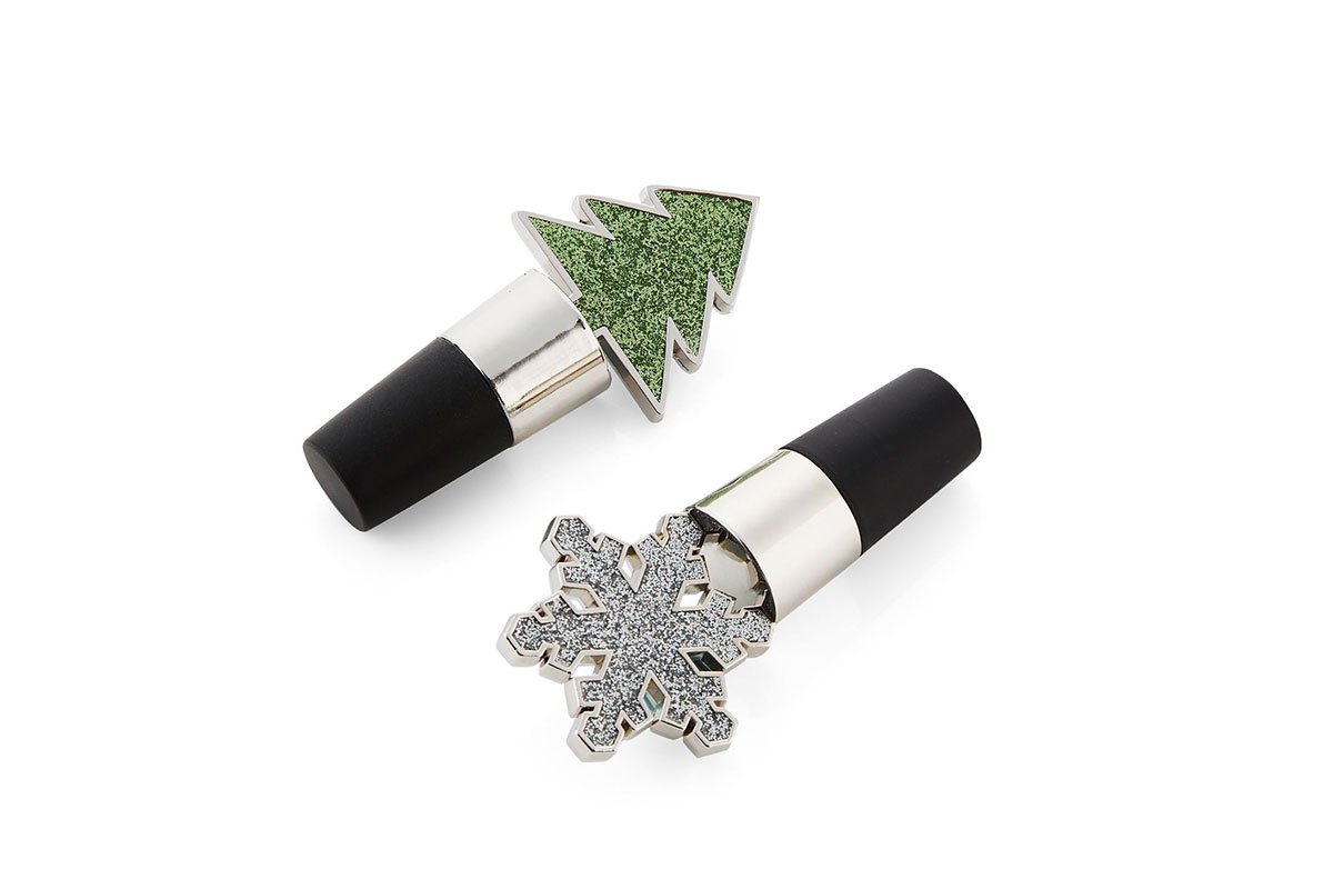 christmas tree and snowflake wine stopper