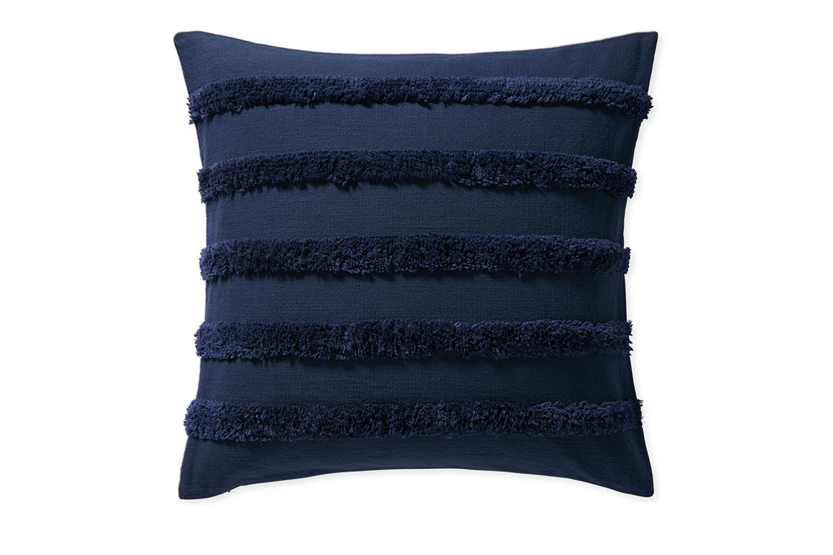 blue, textured throw pillow
