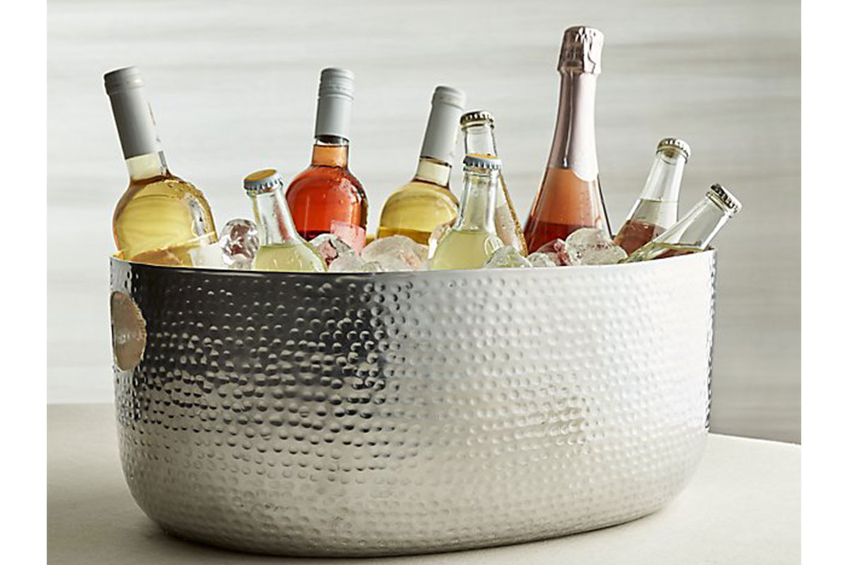 silver bucket full of wine and champagne