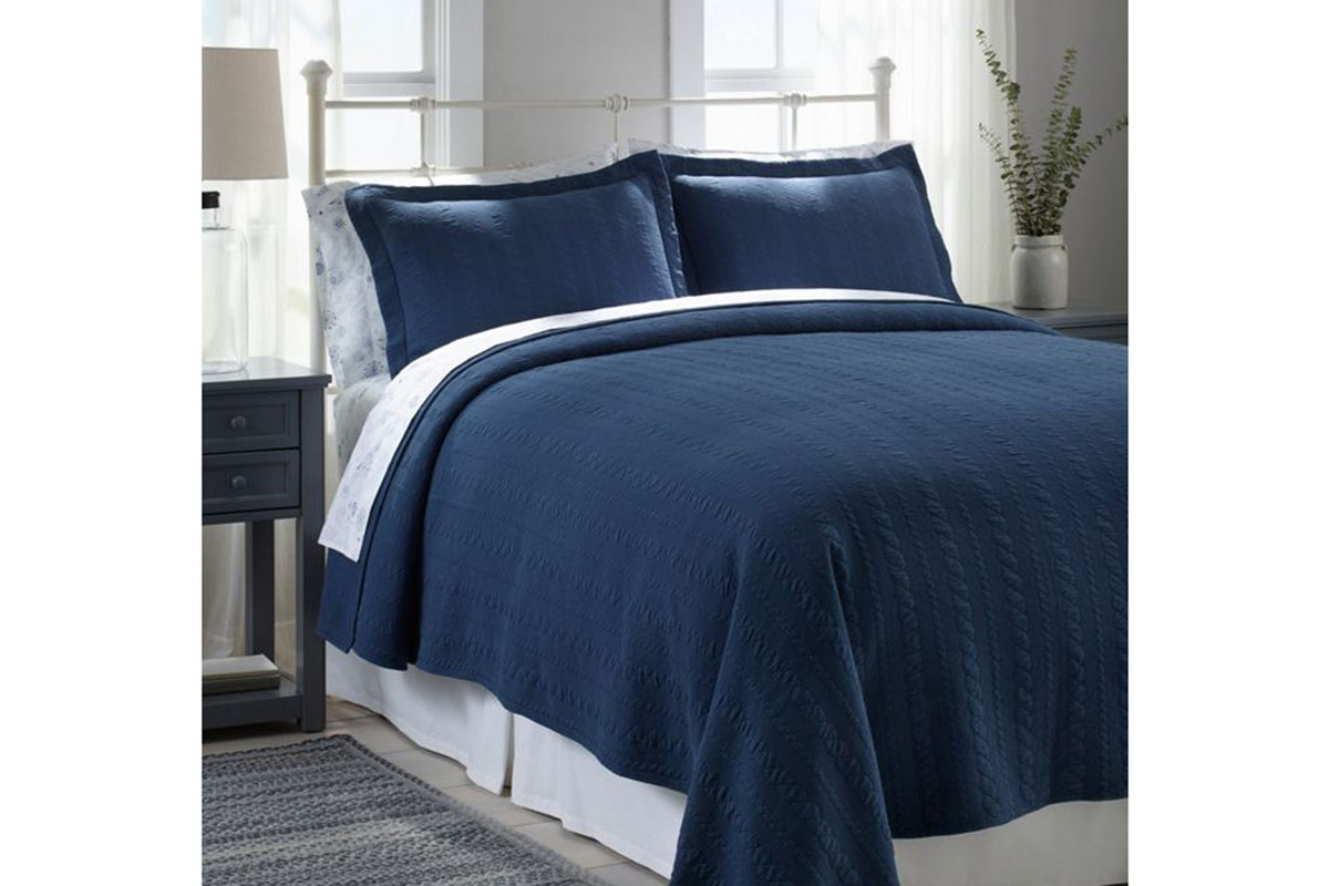 navy blue bedspread
