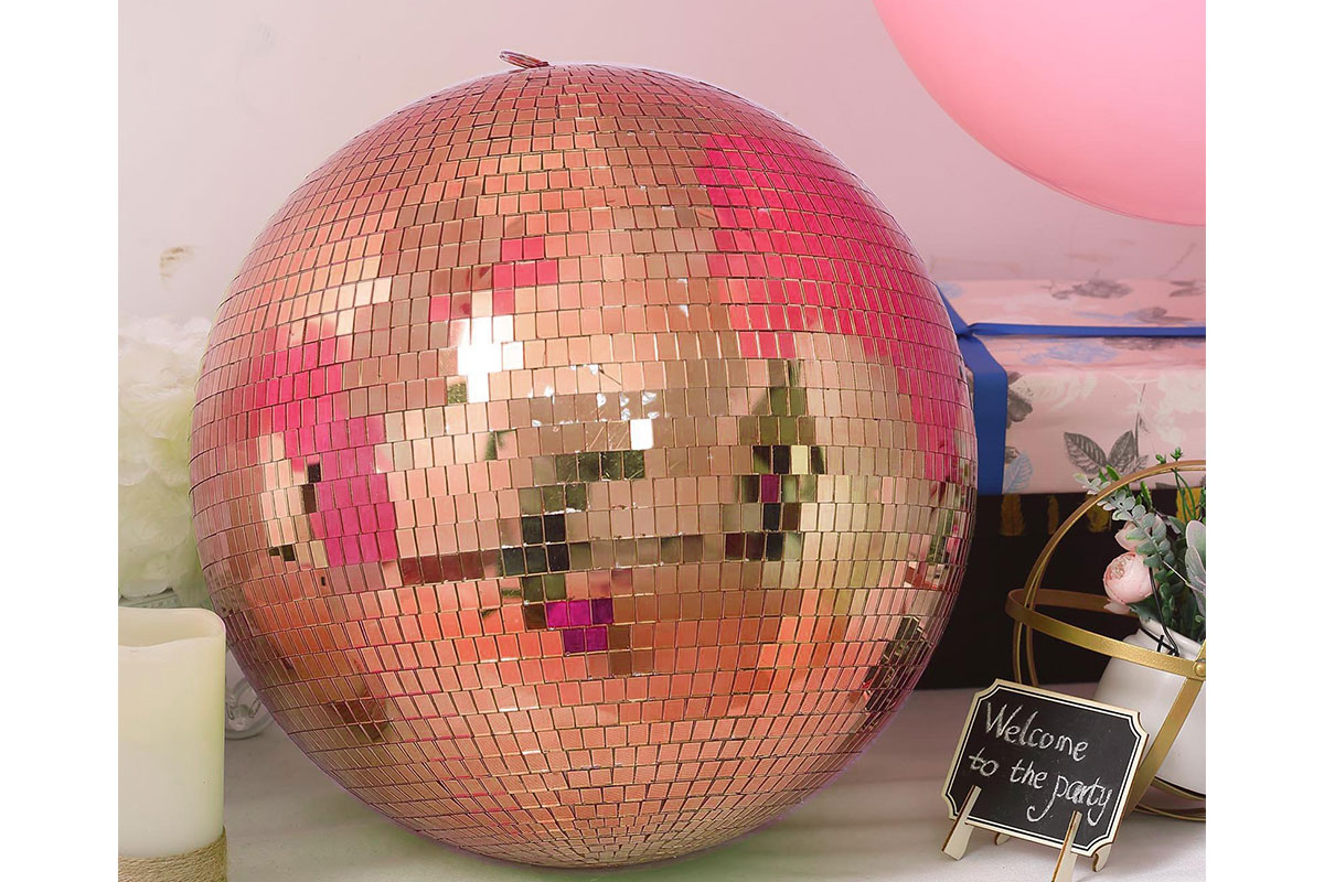 rose gold mirror disco ball