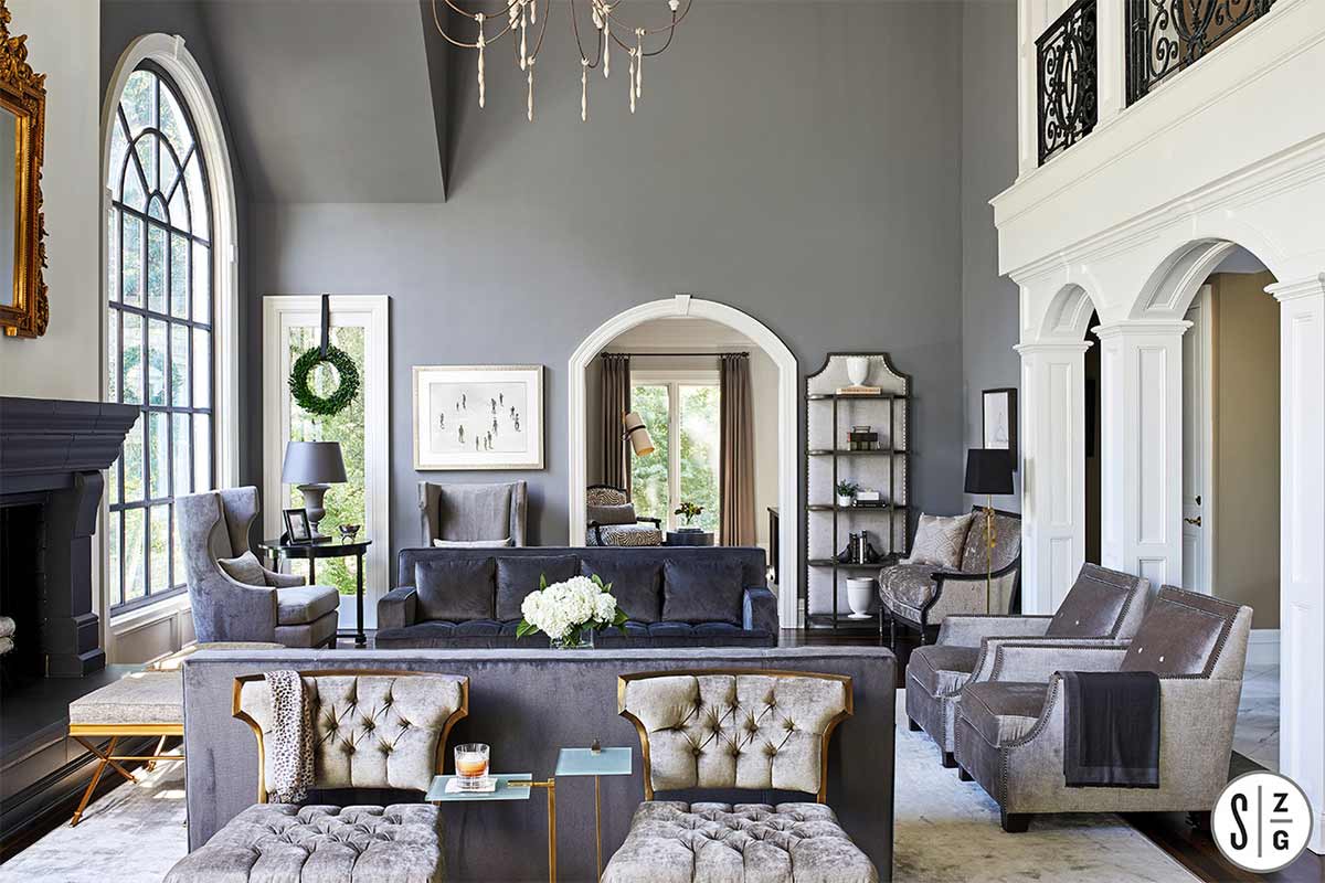 black and gray colored living room