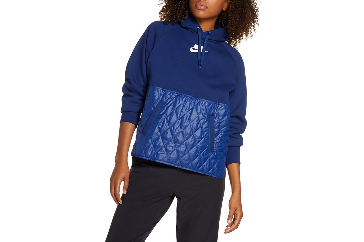 nike blue pullover on white background