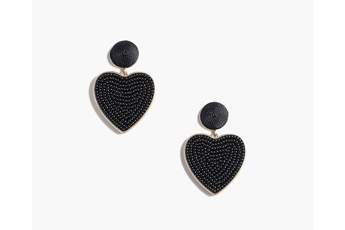 black studded heart earrings