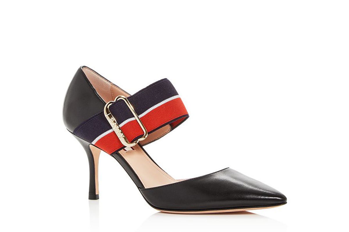 black pumps with red stripe