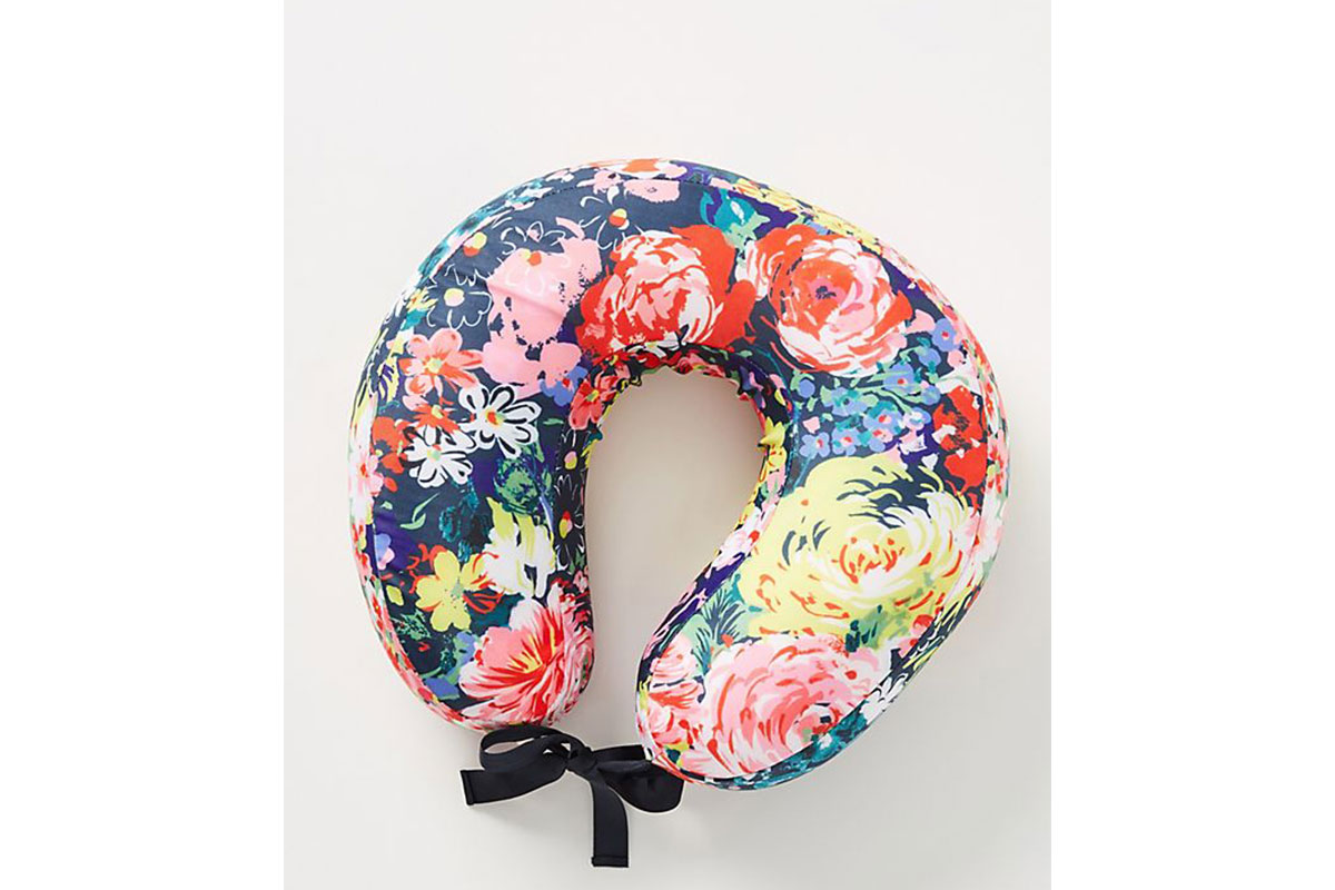 floral neck pillow with black ties