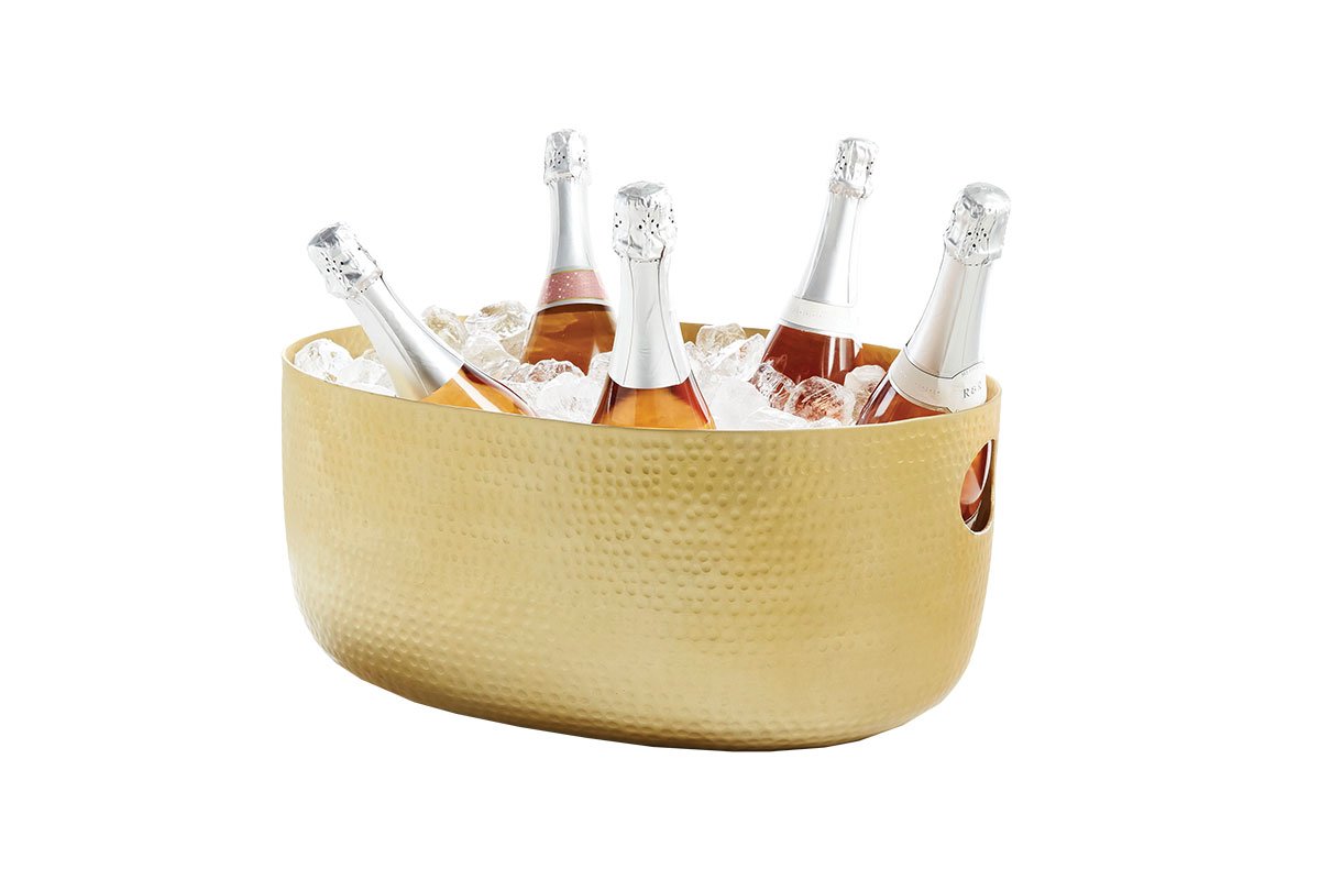 gold bucket with champagne bottles