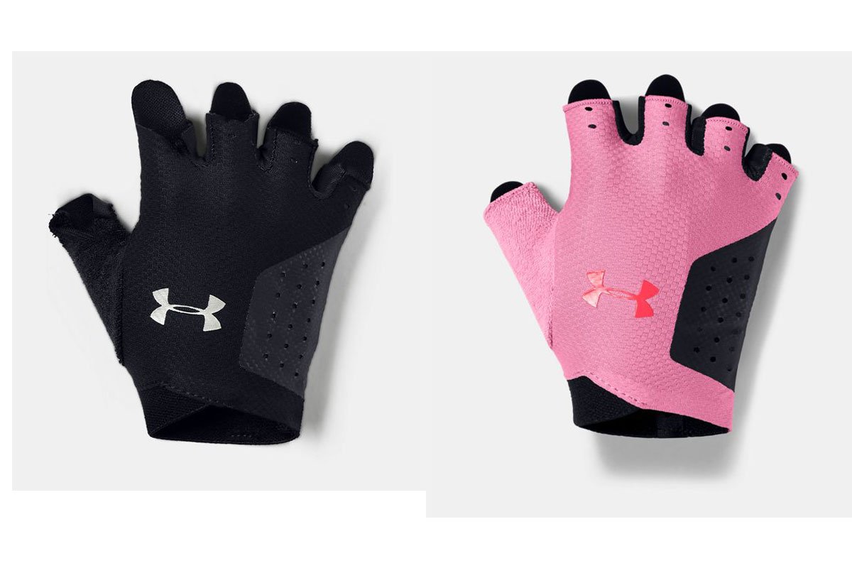 black and pink training gloves from under armor