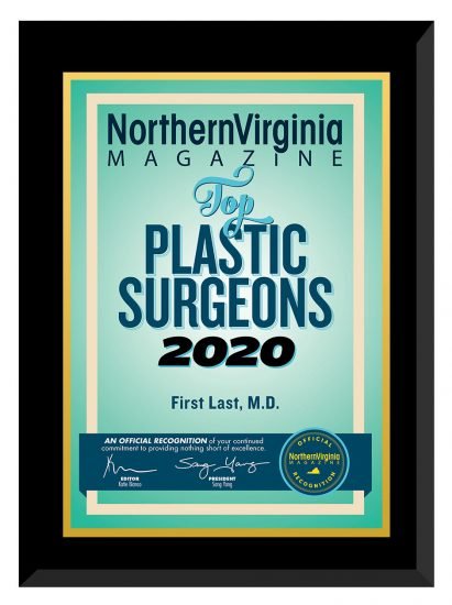 2020 Official Top Plastic Surgeons Plaque