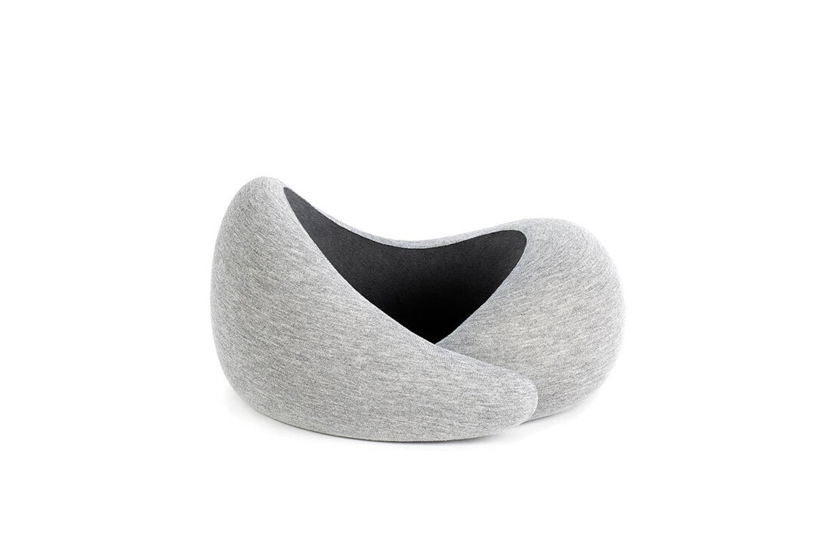gray and black neck pillow