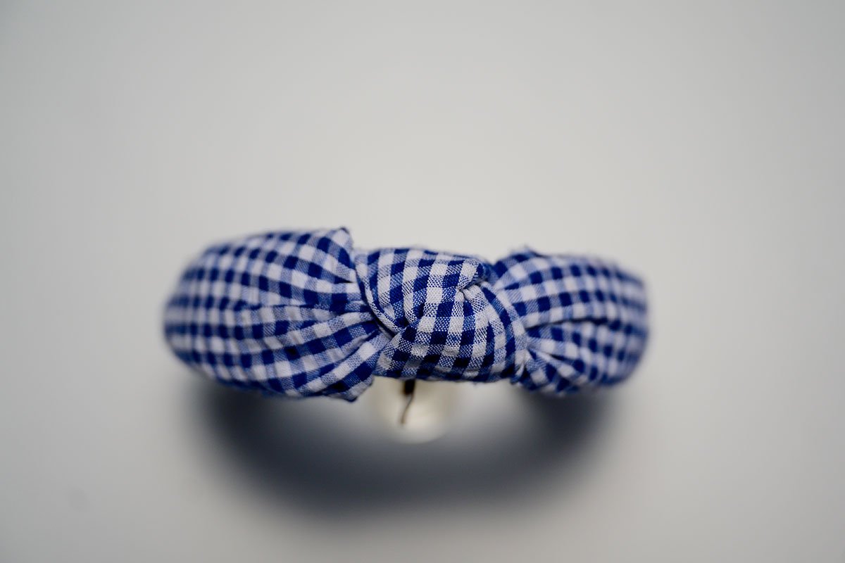 blue and white checkered headband