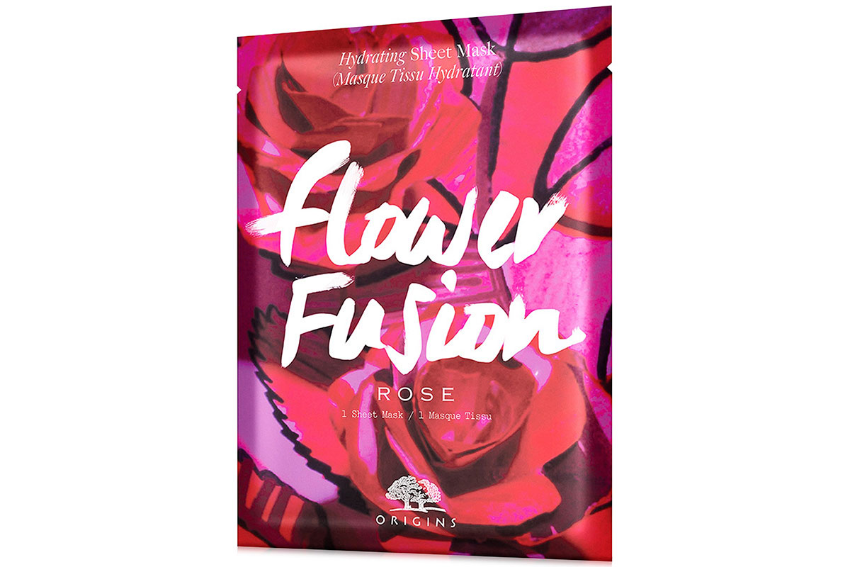 red and pink flower fusion face mask