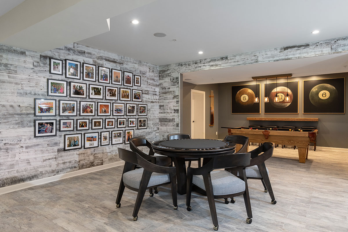 basement with gallery wall and pool table