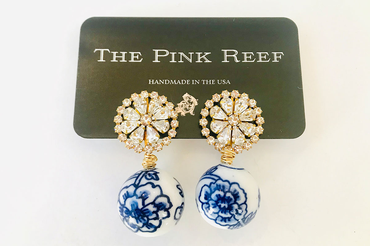 earrings blue and white from pink reef