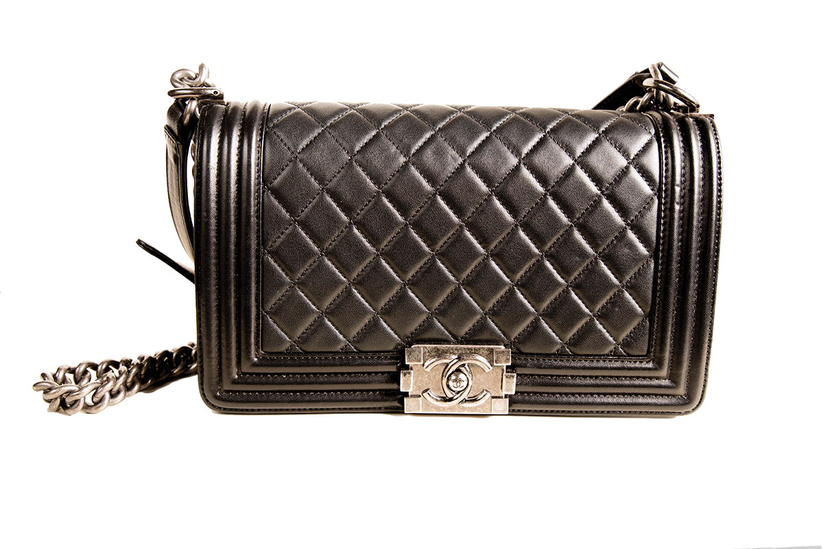 chanel black clutch purse