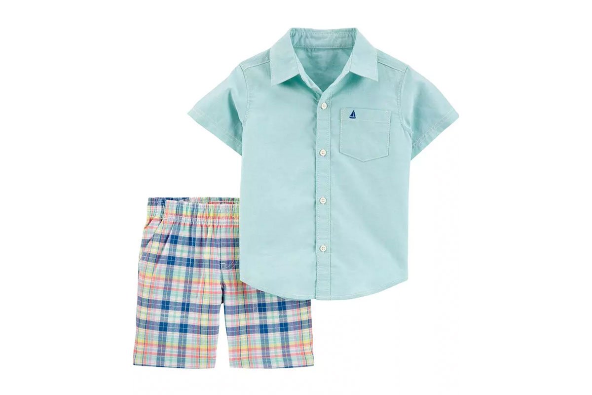 light blue button up shirt with bermuda shorts for kids