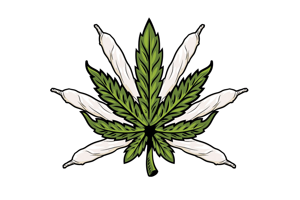 marijuana leaf with white blunts