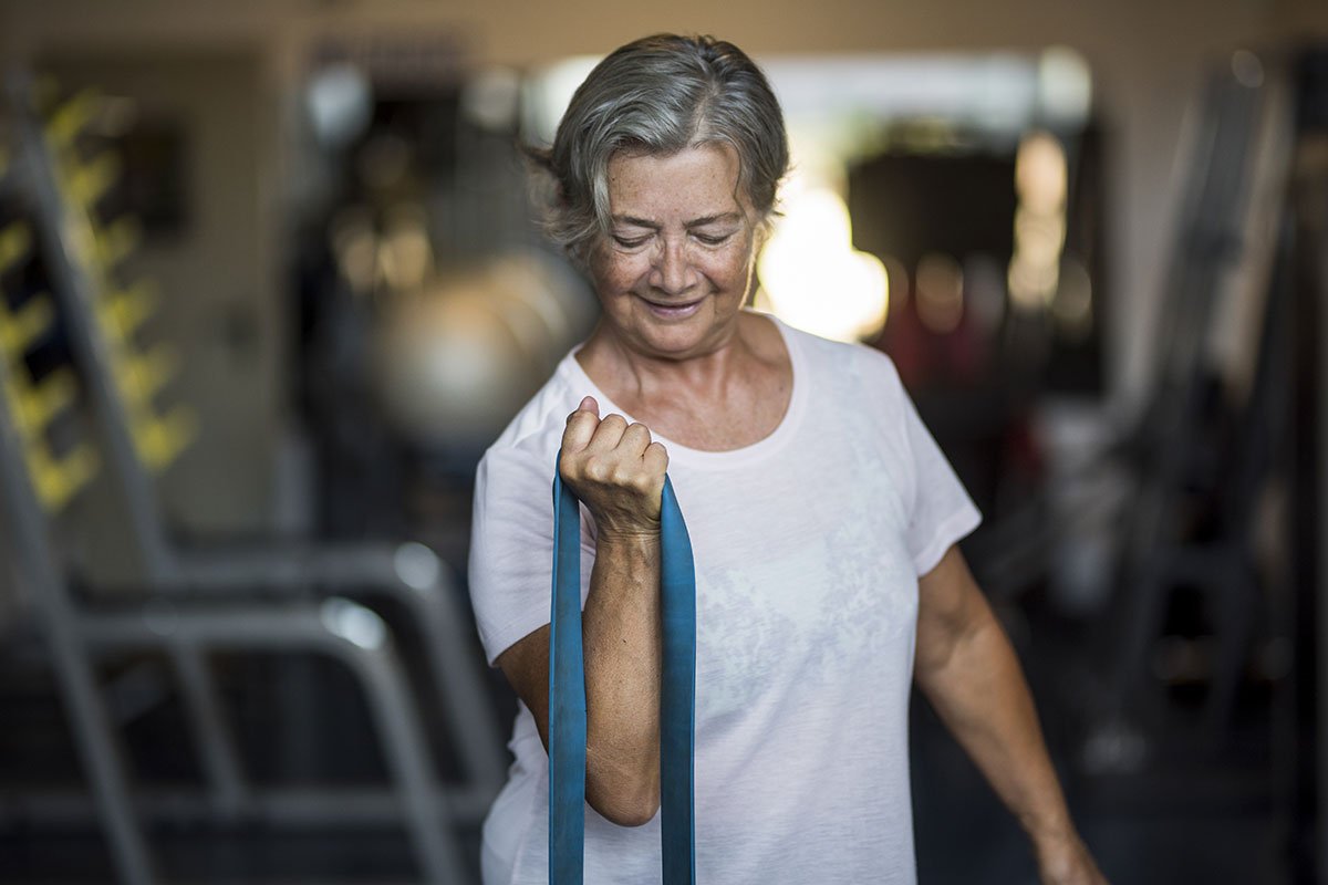 older woman working out and exercising